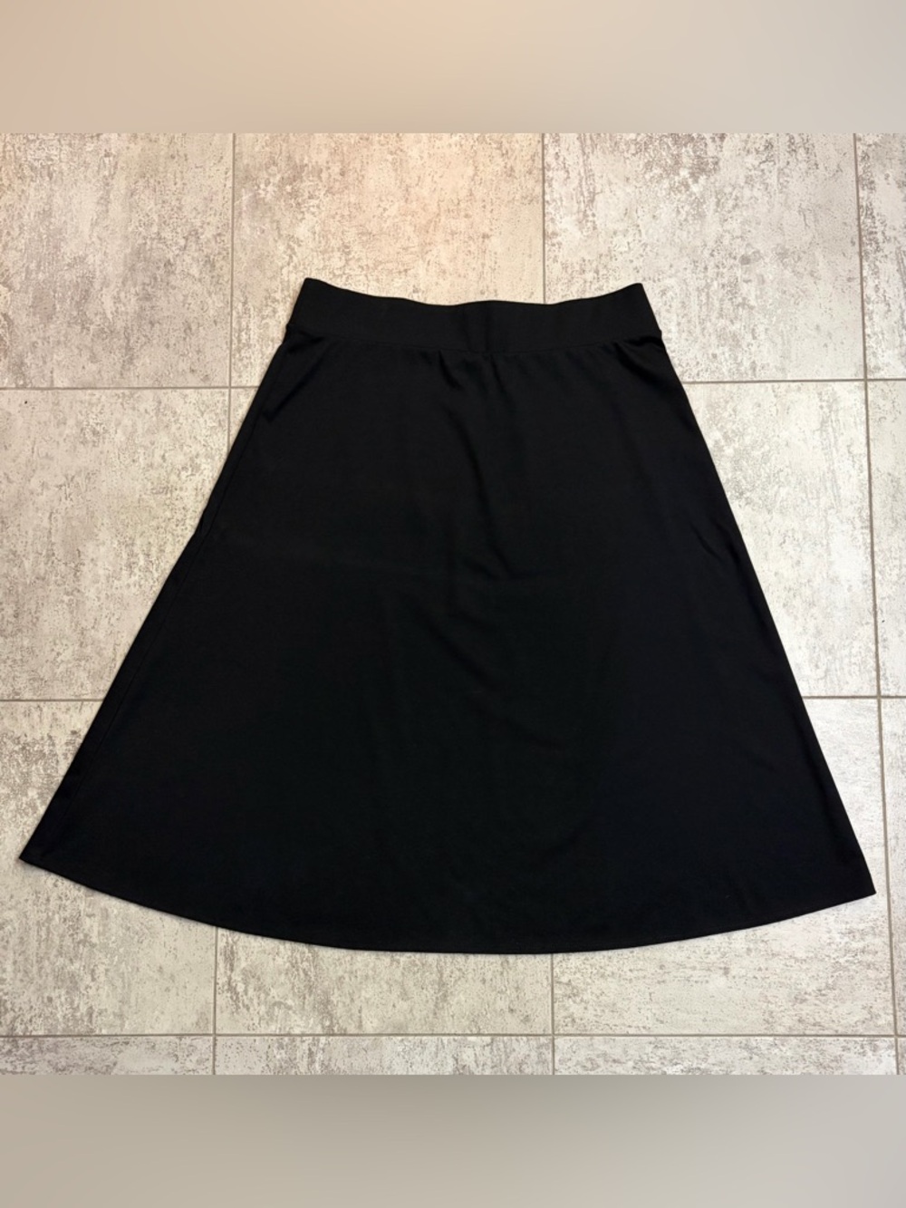 Dana Buchman Black Knit A-Line Pull On Skirt XL Stretch Ankle Length